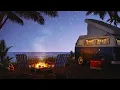 Campfire by the Sea Ambience Crackling Fire Ocean Waves Crickets Sounds