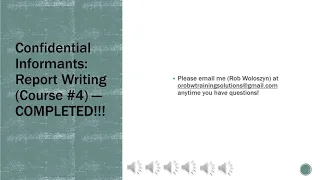 Course Web - Confidential Informants Report Writing