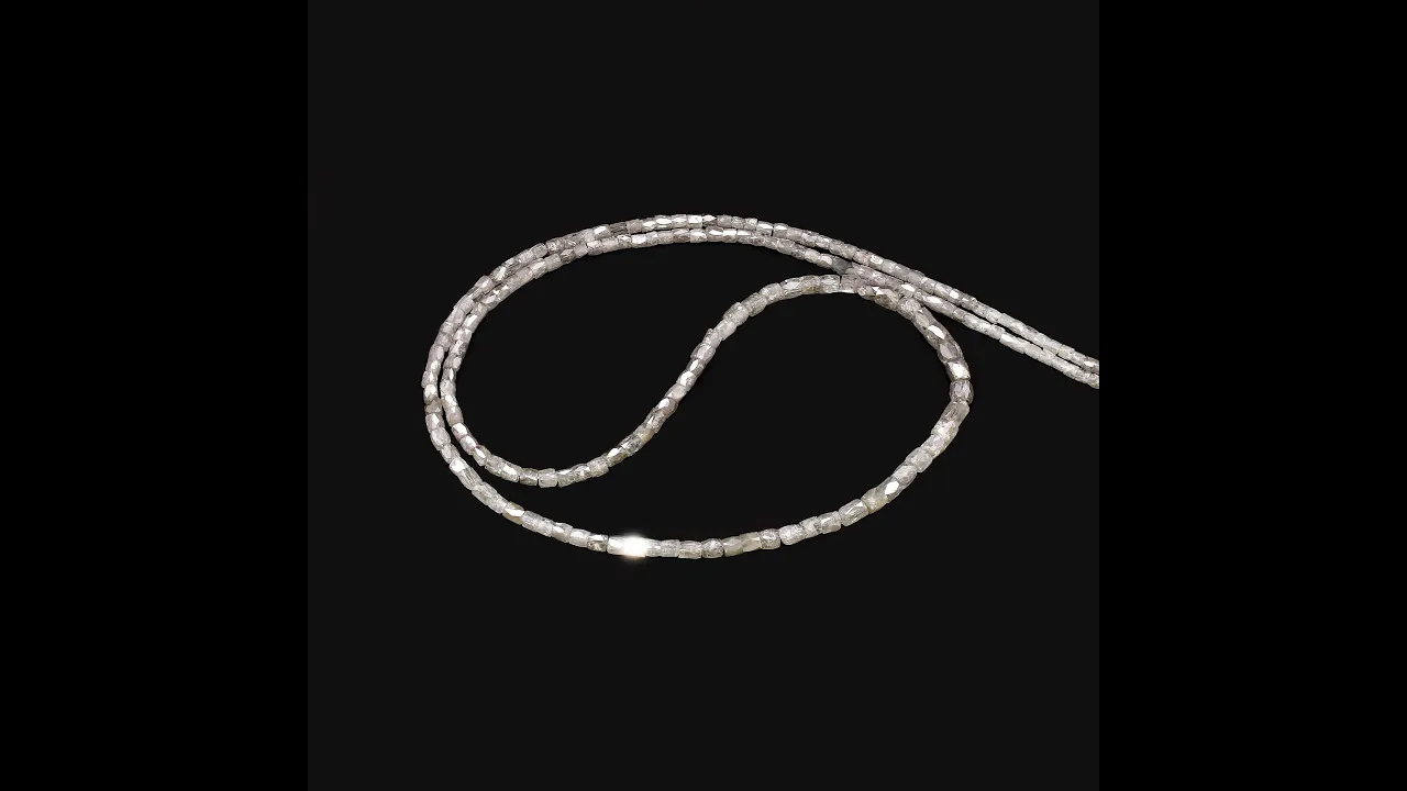 White Diamond 1.50x1mm to 3x2.50mm Pipe Shape Faceted Beads (15 Inch)