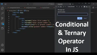 Conditional Ternary Operators in JS JavaScript Operators JavaScript Tutorial in Hindi part 22