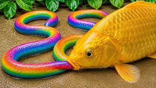 Catch Fancy Ornamental Fish In Giant Colorful Eggs, 개구리, 장어, 메기, 무지개뱀, 비단잉어, 황금 거북이