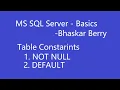 SQL Basics - Table Constarints NOT NULL And DEFAULT