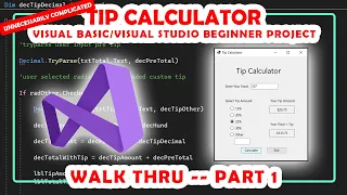 Tip Calculator - Visual Basic Programming Coding Project Part 1