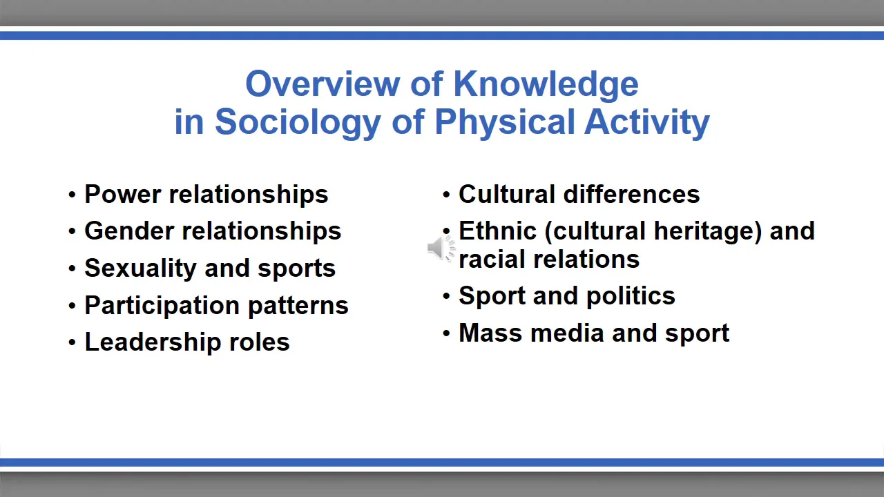 KINE 2310 - Chapter 5: Sociology of Physical Activity