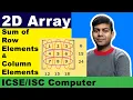 Sum of Row elements and Column elements - 2D Array Java Program Explained ICSE ISC Computer