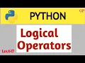 Logical Operators in python Python Tutorial code and example