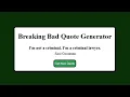 HTML CSS JAVASCRIPT TUTORIAL BREAKING BAD Quote Generator API PROJECT For Beginners