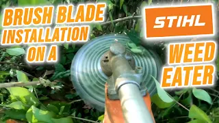 Brush Blade installation on a STIHL weed eater Demo