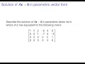Linear Algebra - Solution of Ax 0 in parametric vector form