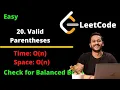 Valid Parentheses In O n LeetCode Question Most Important Check for Balanced Brackets In O n