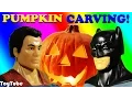 HALLOWEEN Batman and Superman Carve a Pumpkin Toy Team
