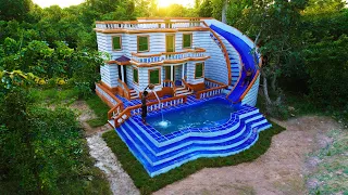 Full Video Build Most Creative Modern Mud Villa With Water Slide Park Underground Swimming Pool 