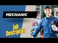 Job description of Mechanic - Role Responsibilities Skills
