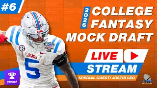Yahoo College Fantasy Football 2026 Mock Draft Live-Stream w Justin Leo of VolumePigs com
