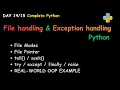 Day 14 File handling Exception handling in Python