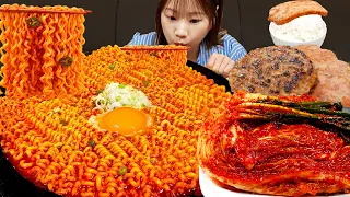 🌶요리먹방 -꼬들한 불닭볶음탕면,떡갈비,스팸,생김치,고봉밥,라죽🍜 맵싹한 불탕면에 치즈추가🤭라면 먹방 NOODLE MUKBANG ASMR EATINGSHOW REALSOUND