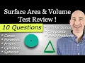 Surface Area and Volume of 3-D Shapes Test Review