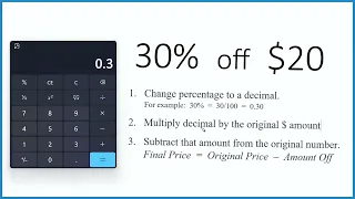 How to Find 30 Percent Off 20 Using a Calculator Step by Step
