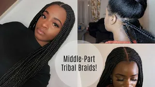 LONG MIDDLE-PART FEED IN BRAIDS BOX BRAIDS