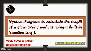 Python Program to calculate length of a String without using built-in function len Class 11 12
