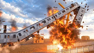 Train vs Shockwave Barrels | Teardown Physics