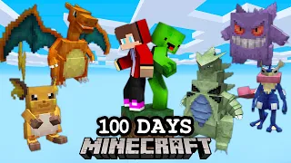 Mikey And JJ Survived 100 Days on ONE BLOCK of POKEMON