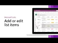 Getting started with Microsoft Lists - Add or edit list items