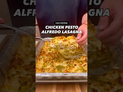 Macro-Friendly, High Protein Chicken Pesto Alfredo Lasagna #shorts
