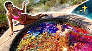 I Filled My Hot Tub With GLITTER - Experiment ft Molly Eskam