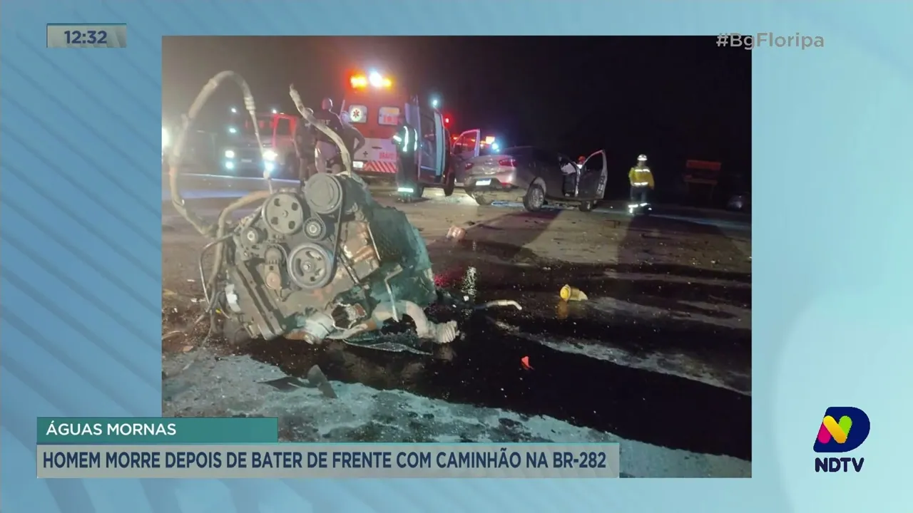 Águas Mornas: homem morre após bater de frente com caminhão na BR-282