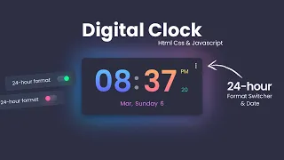 Digital Clock Design With 12--hour Format Switcher - Html Css Javascript