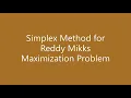 OE simplex method of Reddy Mikks part 1