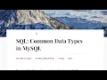 Create a table in SQL database using MySQL