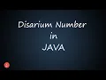 Disarium Number in Java BluejCode
