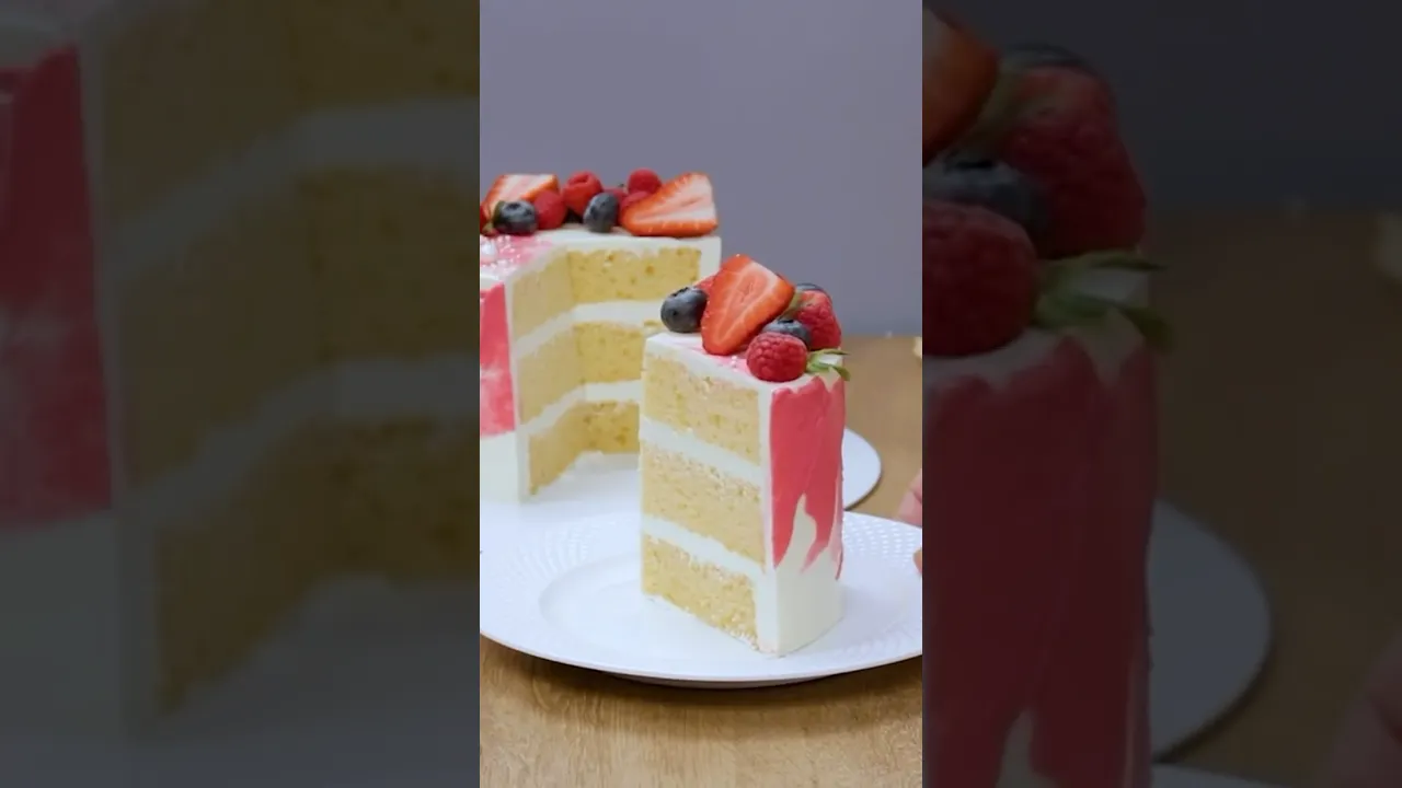 How to Make a Stunning Fresh Fruit Cake! #shorts #cake #recipe