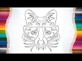 How to Paint Abstract Wolf Coloring Page Coloring Pages and Painting for Kids Toddlers - 4K 60FPS