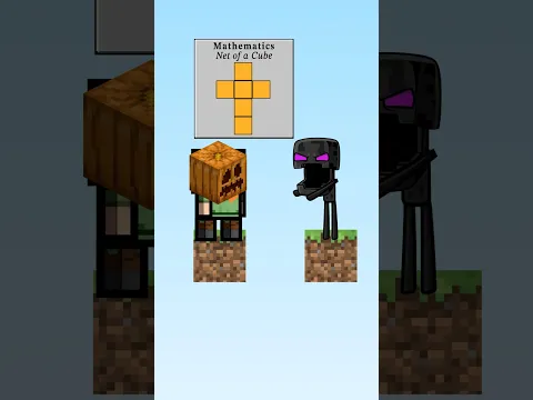 Animation vs. Minecraft Skywars with Math- Net of a Cube