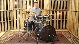 PDP 20th Anniversary Gloss Black on Matte Black Drum Set - 22 10 12 16