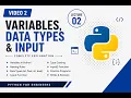 Python Programming Lecture 2 Variables Data Types Input