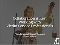SV Prosecution Foundations Collaboration is Key Working with Victim Service Professionals