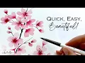 WHAT The EASIEST Cherry Blossoms I ve EVER Painted Beginner Friendly Watercolor Flower Tutorial