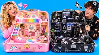 RAINBOW ๐ vs BLACK ๐ค TINY HOUSE! ๐ ๐ฑ EPIC DIY MAKEOVER & GENIUS HACKS! โจ๐ฅ WHO WINS?!