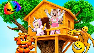 CONSTRUA UMA CASA NA ÁRVORE PRA SOBREVIVER AOS MONSTROS no ROBLOX