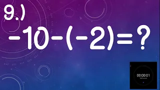 Subtraction of Integers in 2 25 Quick Test