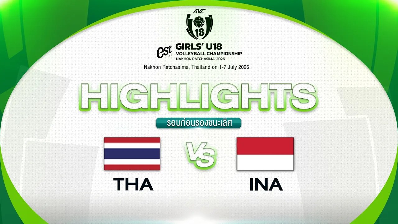 Highlights: THA-INA l QF l Court 1 l AVC Girls’ U 18 Volleyball championship 2026