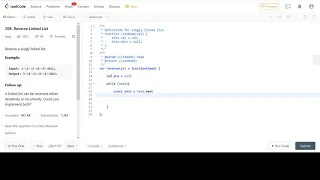 LeetCode 206 Reverse Linked List JavaScript Solution