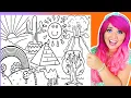 Coloring Nature s Landscapes Coloring Pages Sunset Rainbow Volcano Pyramid Sun Cactus Tree