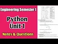 Engineering Semester 1 Problem Solving and Python Unit 1 Notes And Questions Vincent Maths