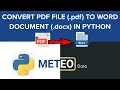 Convert PDF file to Word document in Python PDF TO DOCX Python Tips