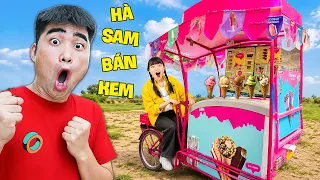 Gấu Đỏ TV - Thử Thách Một Ngày Làm Xe Kem Và Đi Bán Kem Cùng Hà Sam - Khởi Nghiệp Bán Kem